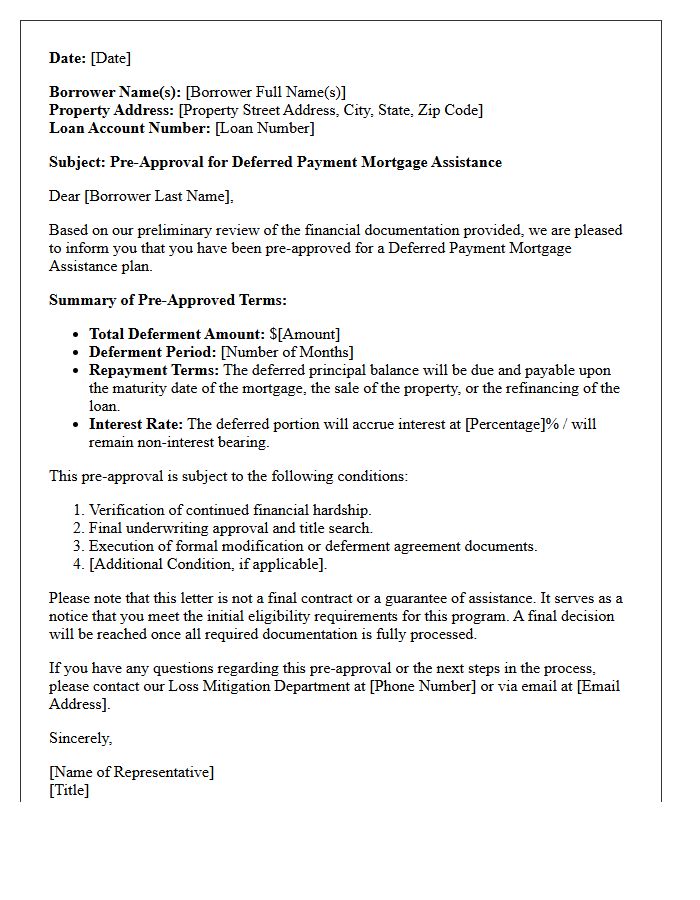 Deferred Payment Mortgage Assistance Pre-Approval Letter
