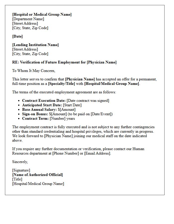 Future Employment Contract Physician Pre-Approval Letter