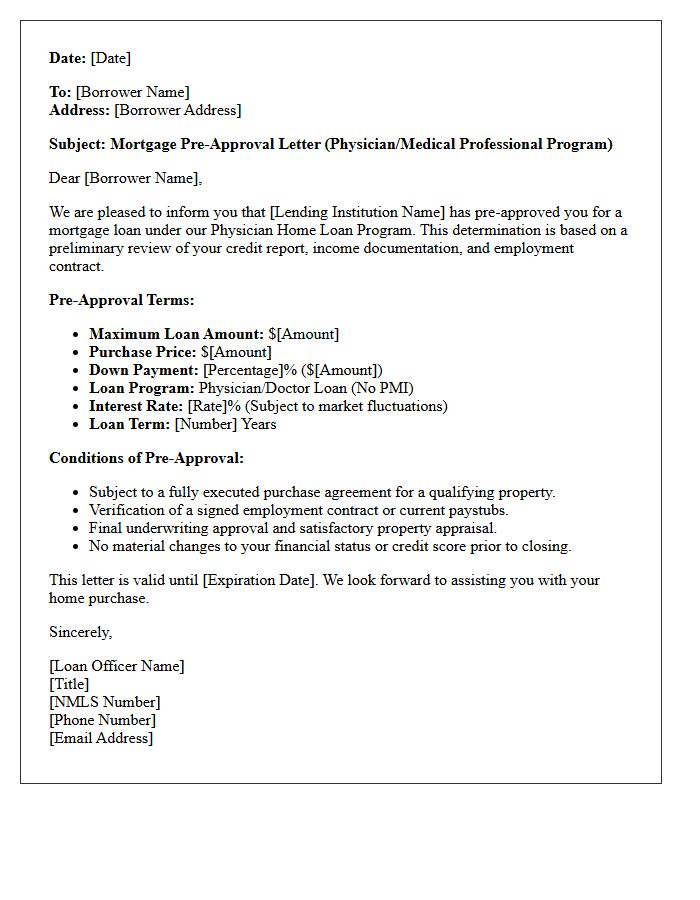Standard Physician Loan Pre-Approval Letter