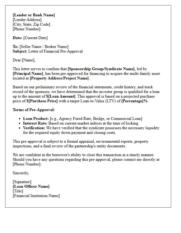Syndicate Investor Multi-Family Pre-Approval Letter