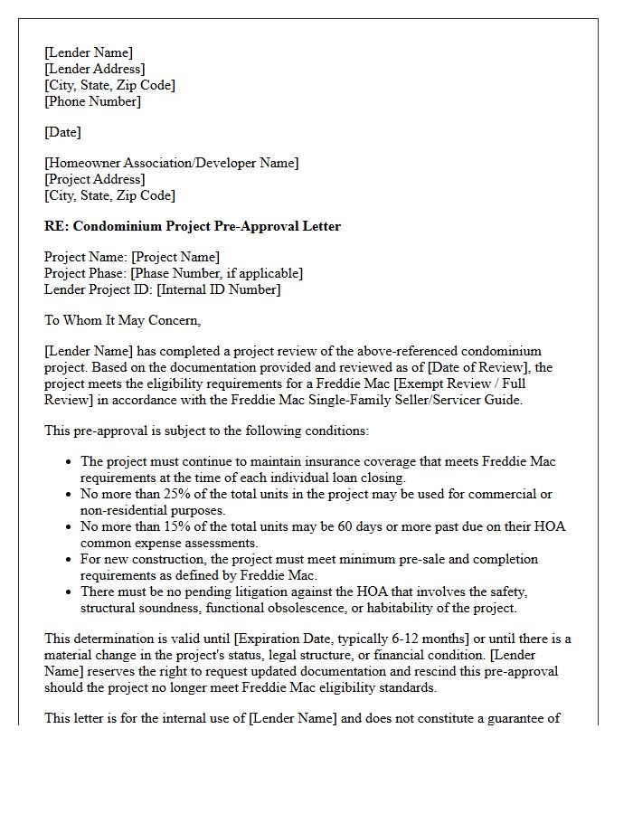 Freddie Mac Condominium Project Pre-Approval Letter