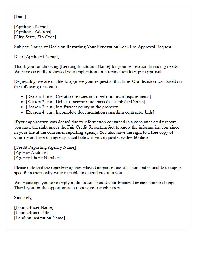 Renovation Loan Pre-Approval Denial Letter