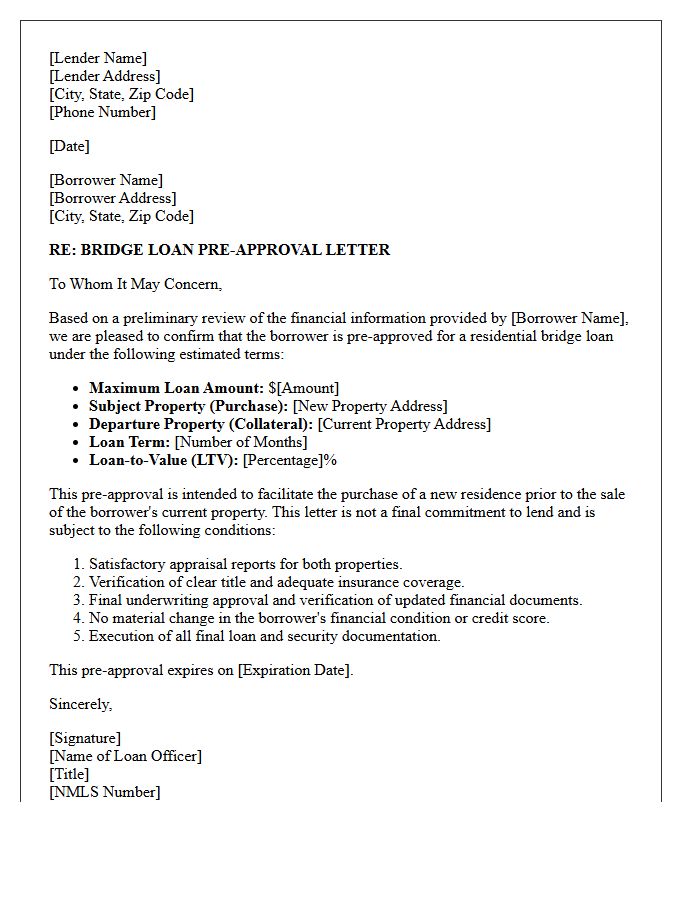 Standard Bridge Loan Pre-Approval Letter