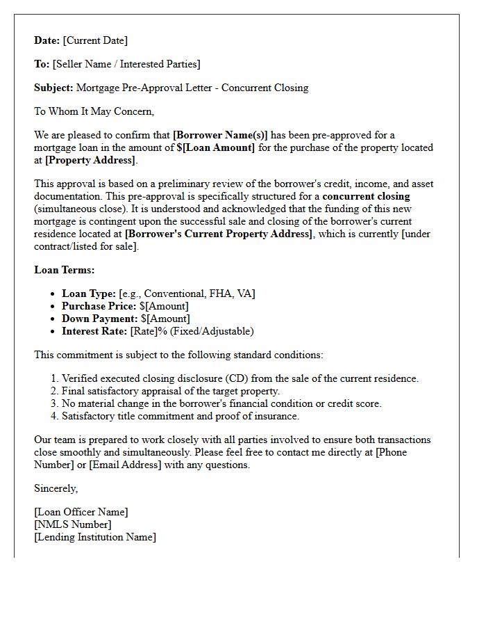 Concurrent Closing Mortgage Pre-Approval Letter