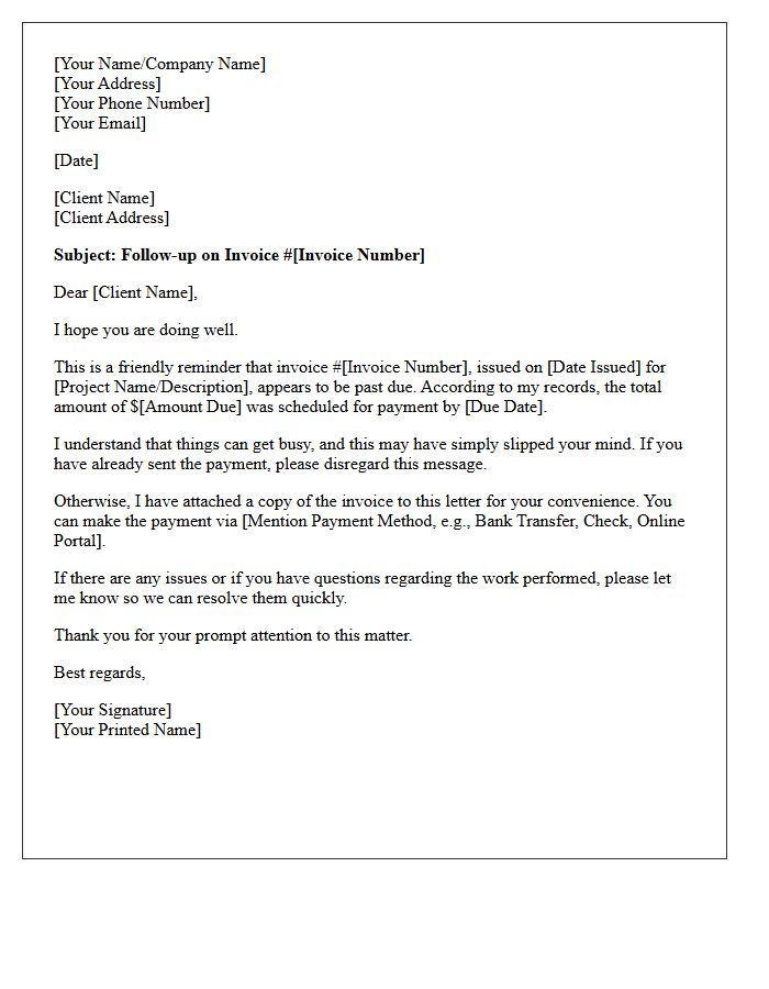 Gentle Debt Collection Letter for Contractor Invoice