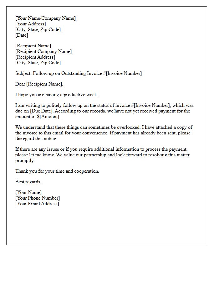Polite Follow-Up Letter for Past Due Contracting Fees