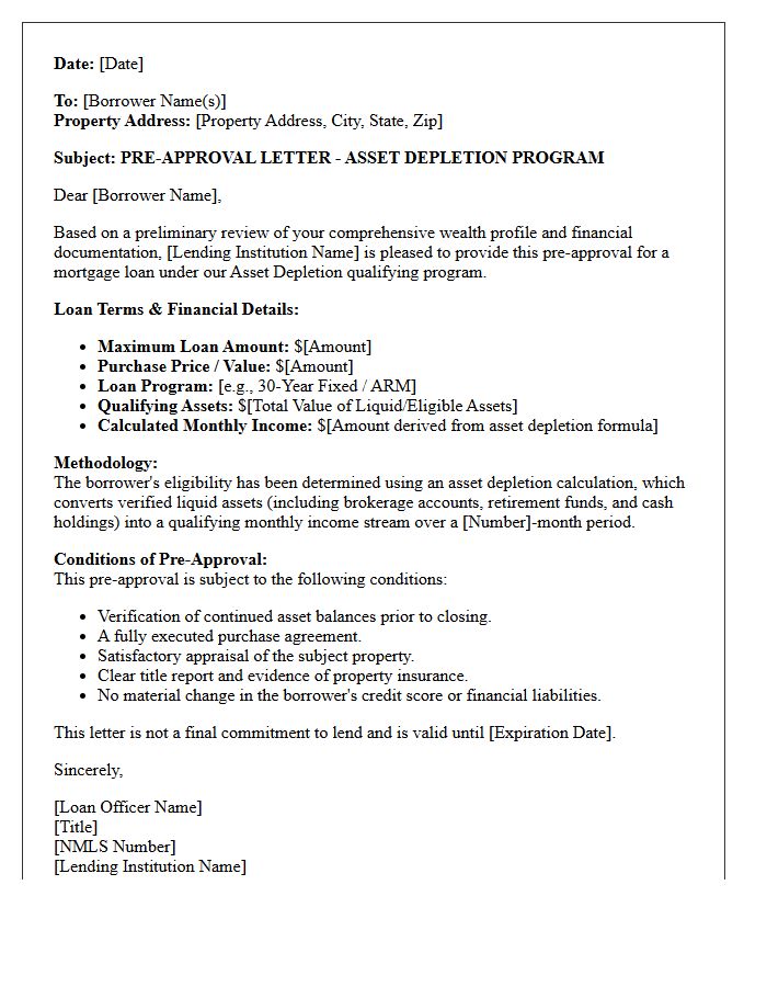 Comprehensive Wealth Asset Depletion Pre-Approval Letter