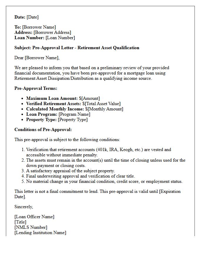 Retirement Asset Qualification Pre-Approval Letter