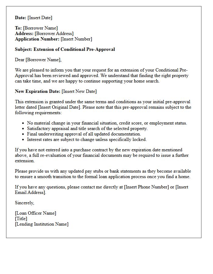 Conditional Pre-Approval Expiration Extension Letter