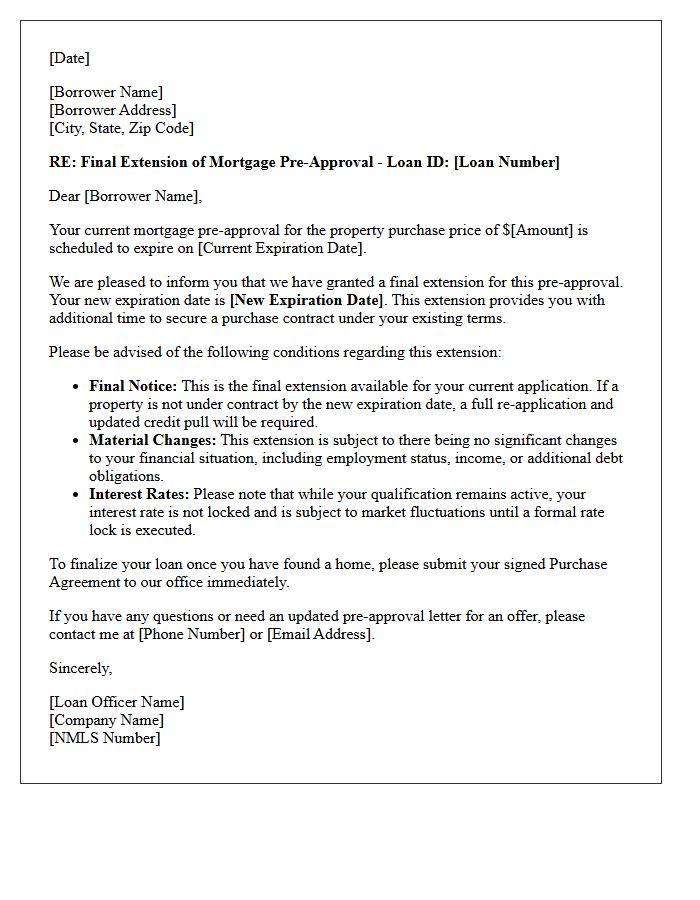 Final Pre-Approval Expiration Extension Letter