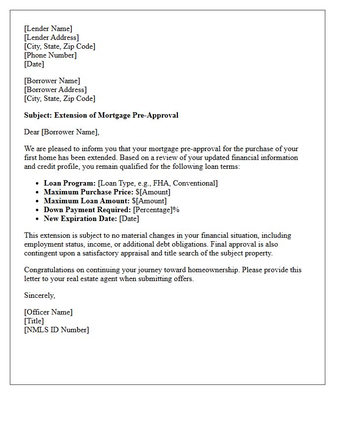 First-Time Buyer Pre-Approval Extension Letter