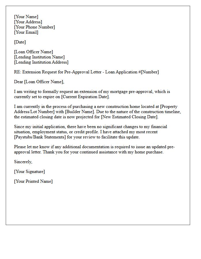 New Construction Pre-Approval Expiration Extension Letter