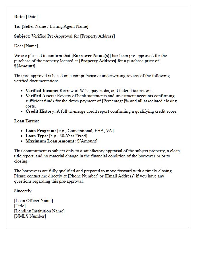 Verified Assets and Income Property Specific Pre-Approval Letter