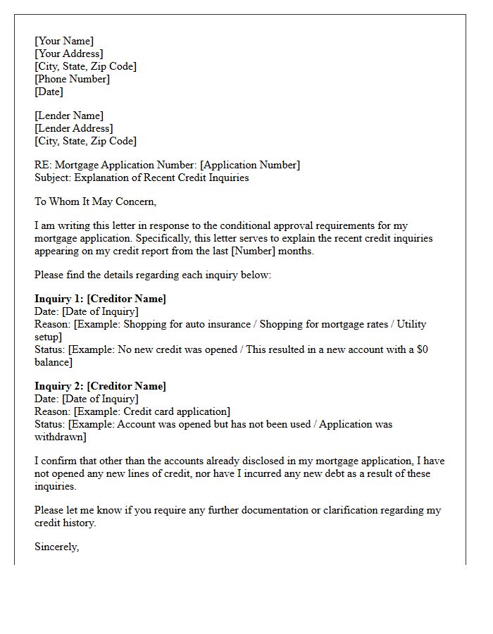 Conditional Mortgage Approval Credit Inquiry Letter