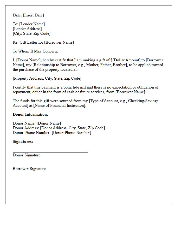 Federal Housing Administration Gift Funds Explanation Letter