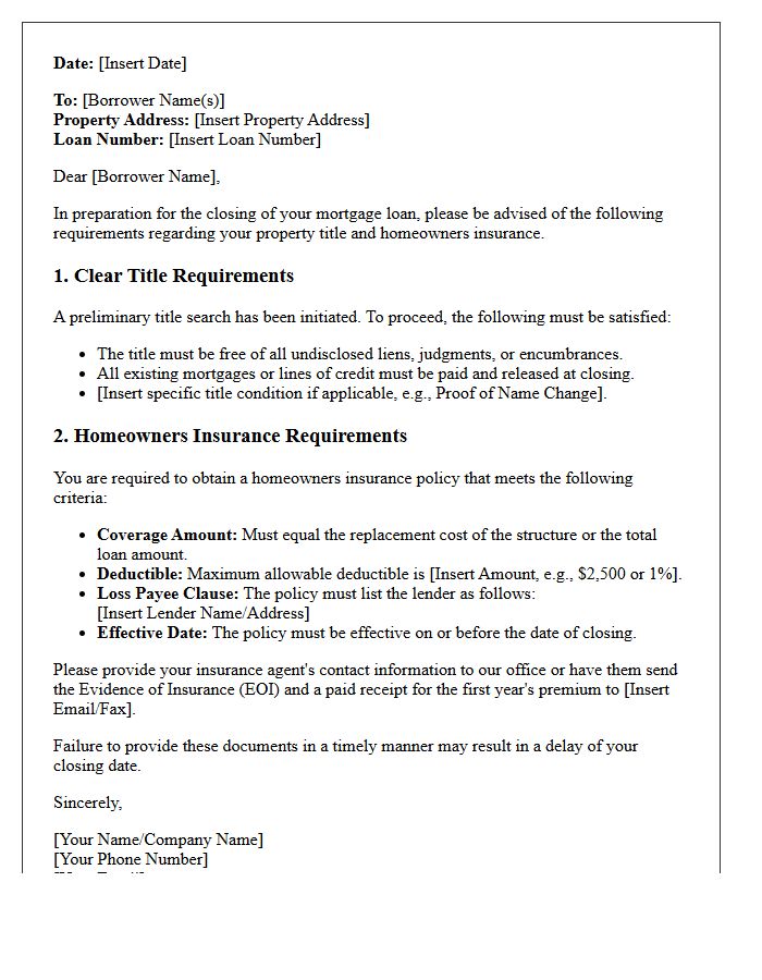 Clear Title and Homeowners Insurance Requirements