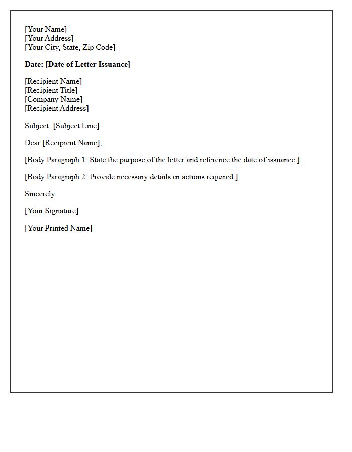 Date of Letter Issuance