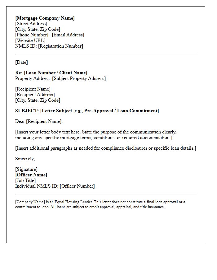 Mortgage Lender Company Letterhead