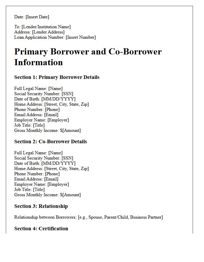 Primary Borrower and Co-Borrower Information