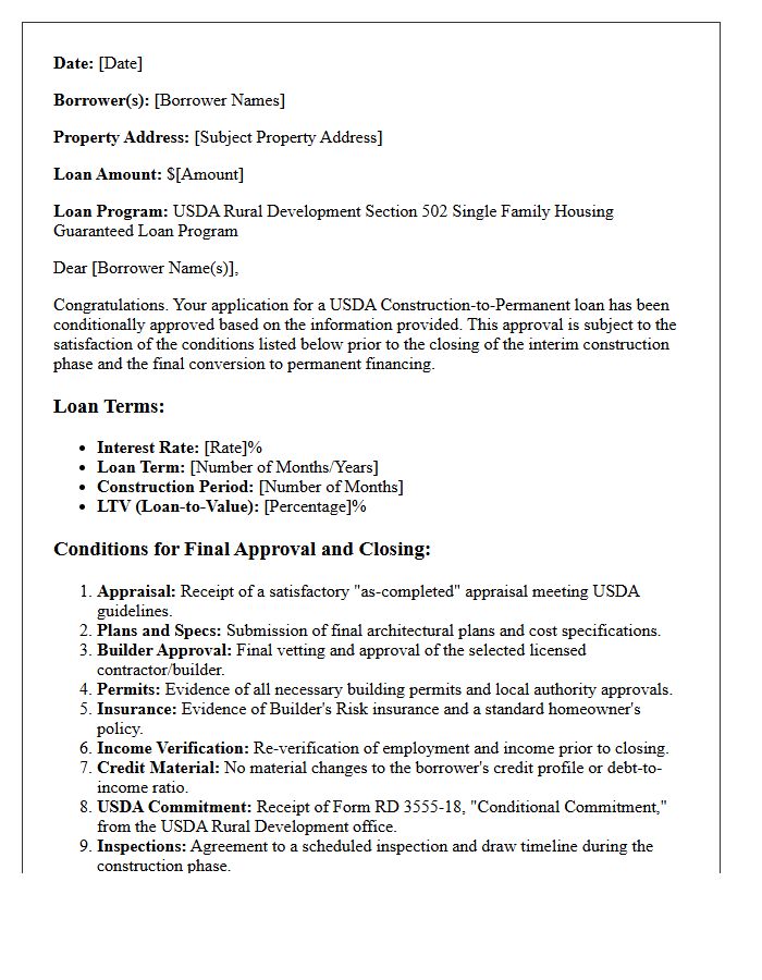 USDA Construction-to-Permanent Conditional Approval Letter
