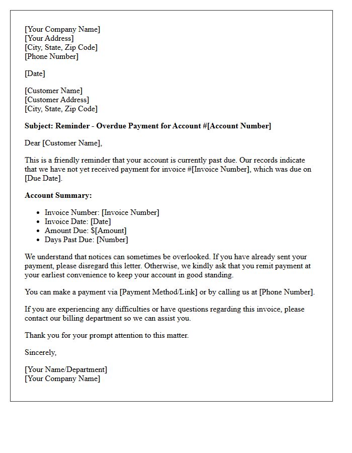 First Account Delinquency Reminder Letter