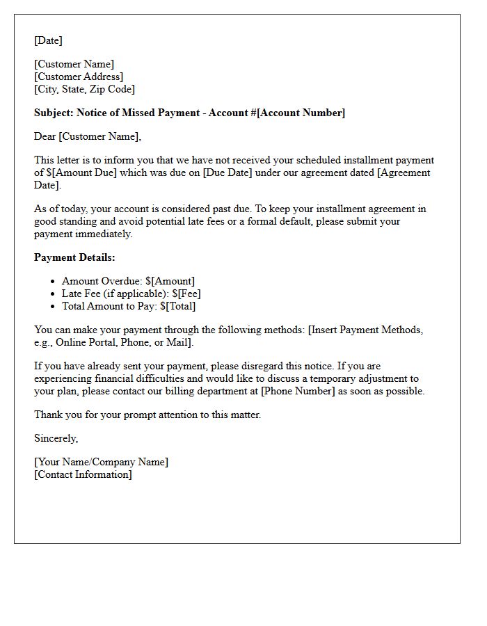 Installment Agreement Missed Payment Letter