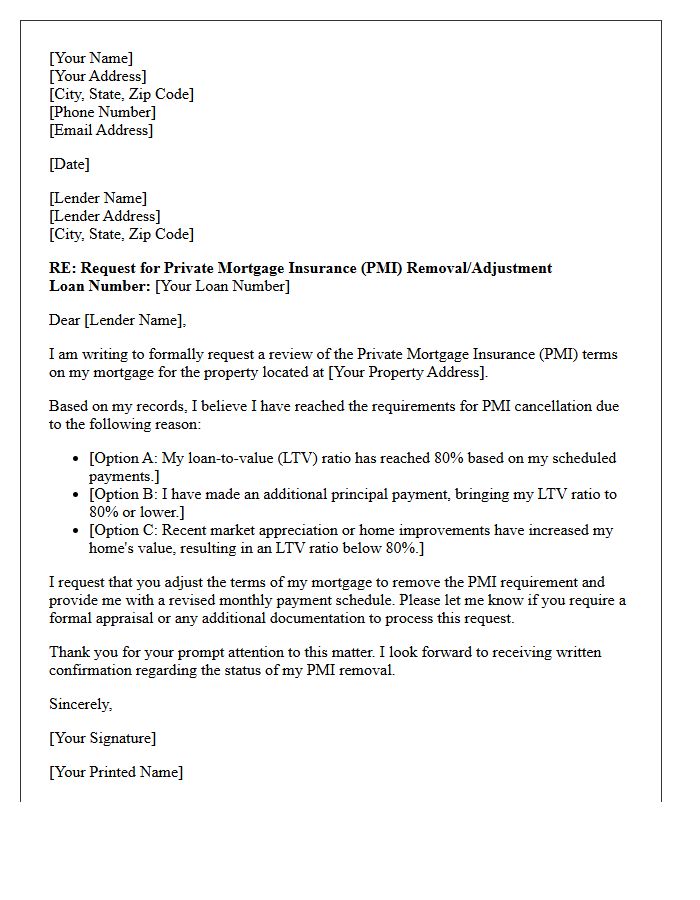 Private Mortgage Insurance Term Adjustment Letter