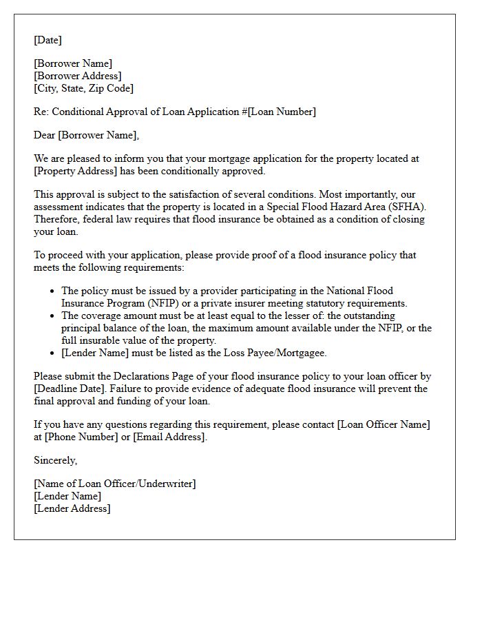 Conditional Approval Subject to Flood Insurance Coverage Letter