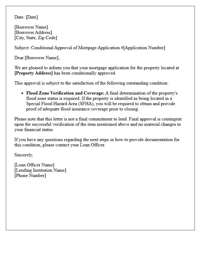 Conditional Mortgage Approval Pending Flood Zone Verification Letter