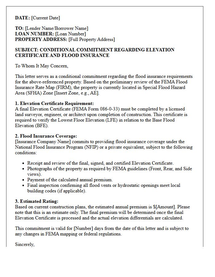 Elevation Certificate and Flood Insurance Conditional Commitment Letter