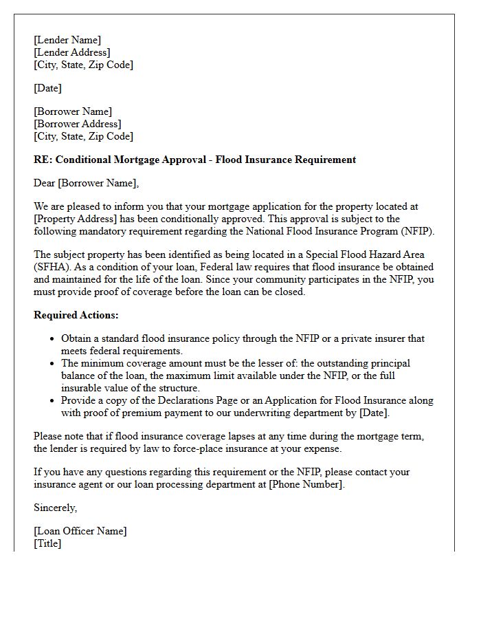 Mortgage Approval Subject to National Flood Insurance Program Participation Letter