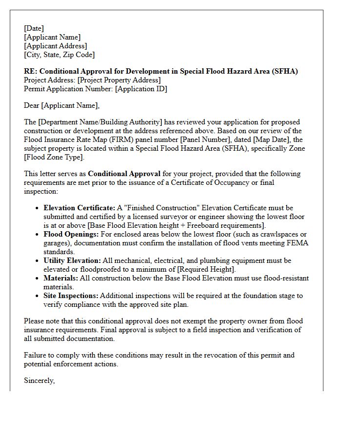 Special Flood Hazard Area Conditional Approval Letter