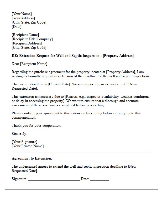 Well and Septic Inspection Deadline Extension Letter