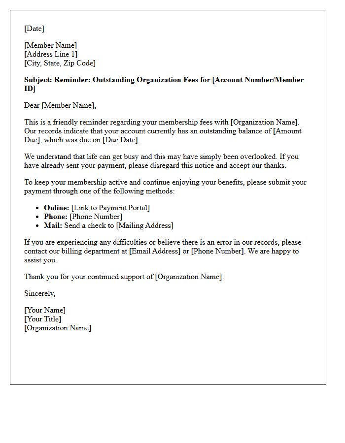 Soft Collection Letter for Overdue Organization Fees