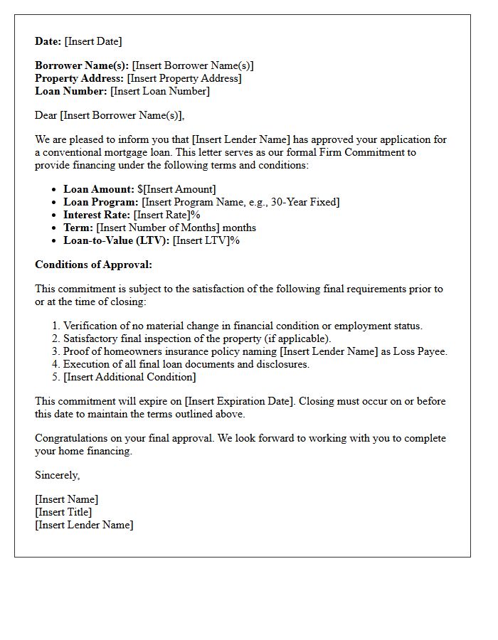 Conventional Final Firm Commitment Letter