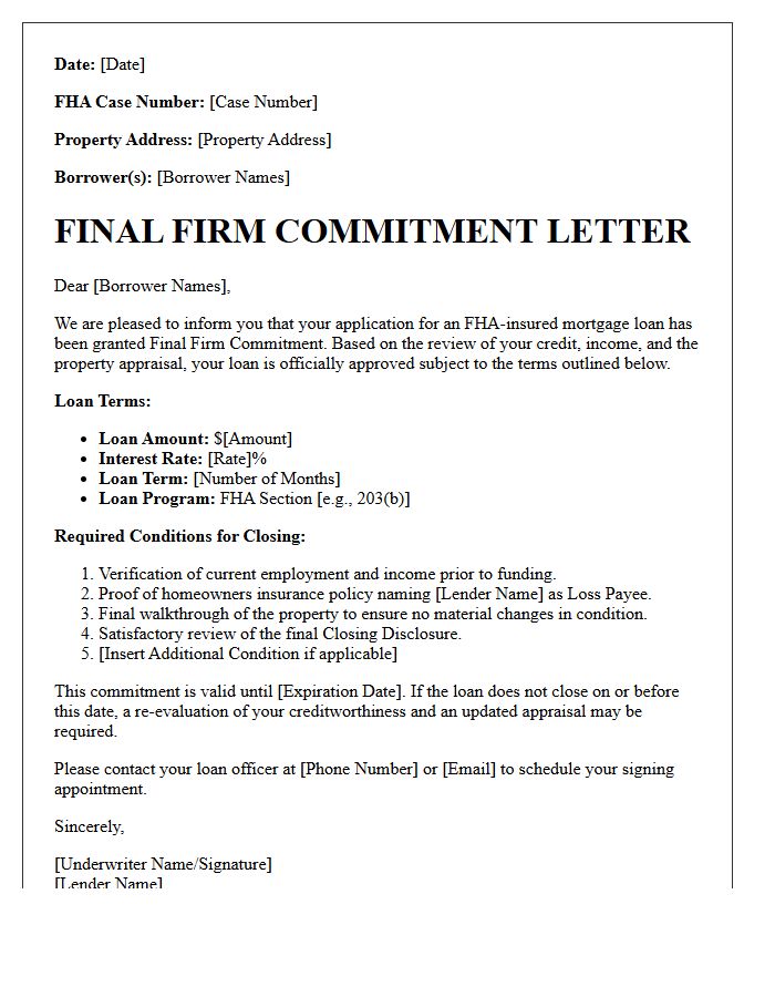 FHA Final Firm Commitment Letter
