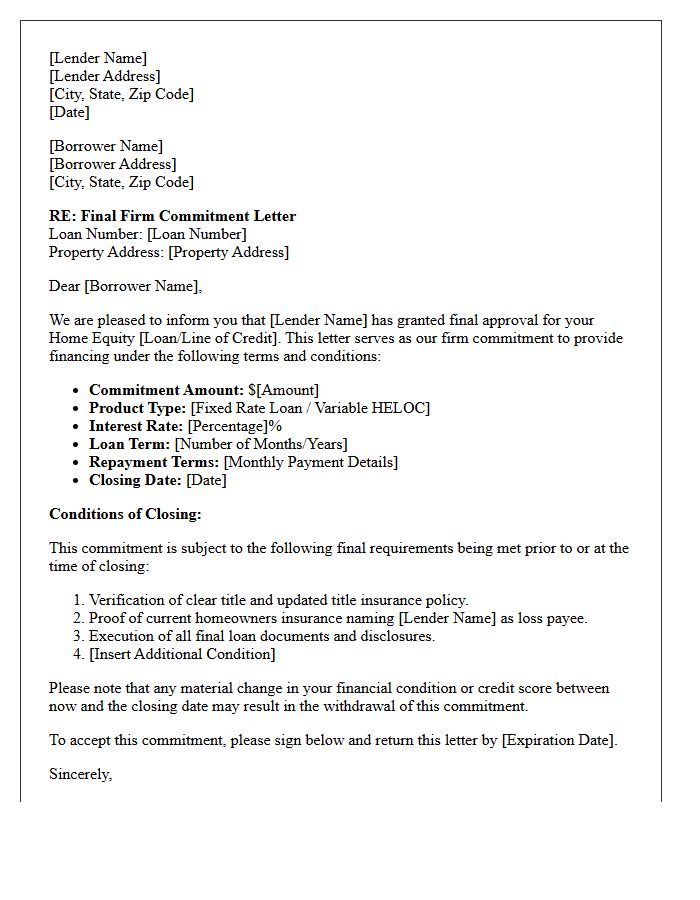 Home Equity Final Firm Commitment Letter