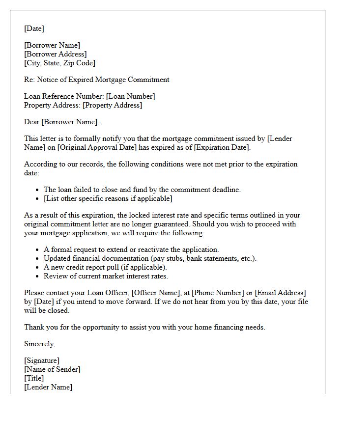Expired Residential Mortgage Commitment Letter