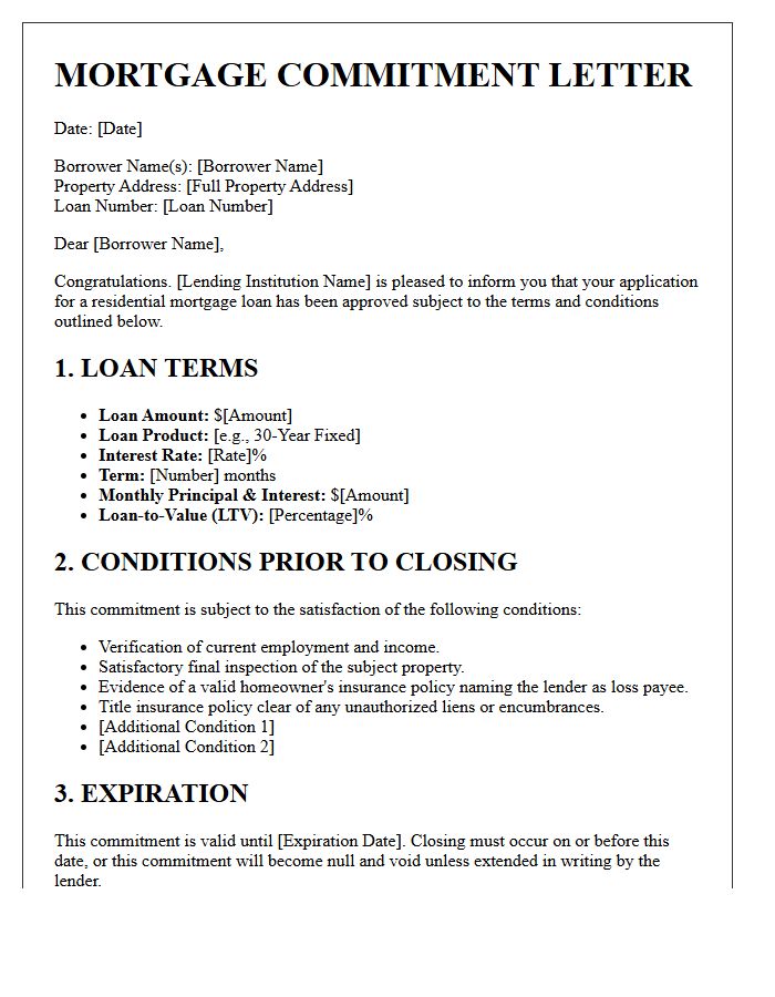 Standard Residential Mortgage Commitment Letter