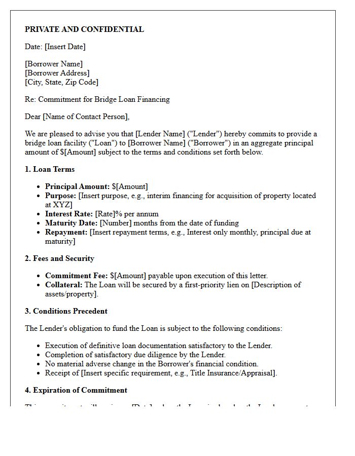 Bridge Loan Financing Commitment Letter
