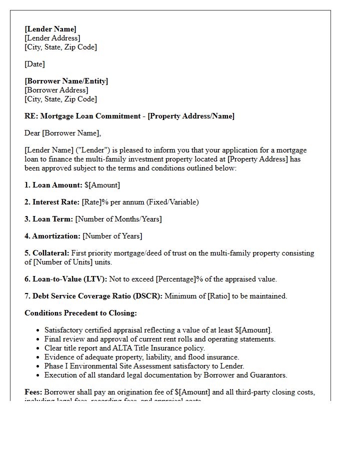 Multi-Family Investment Property Commitment Letter
