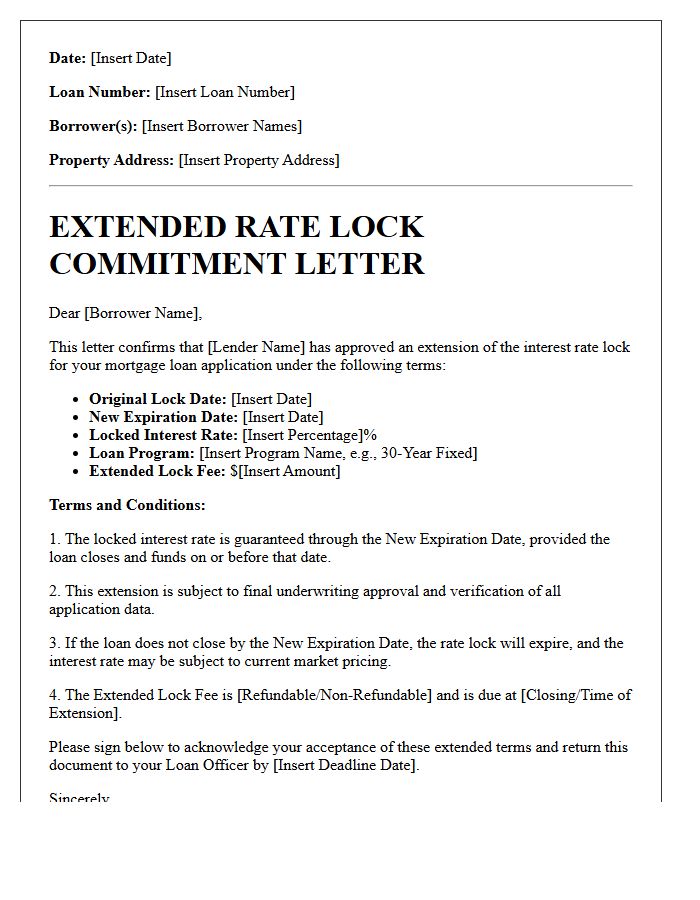 Extended Rate Lock Commitment Letter