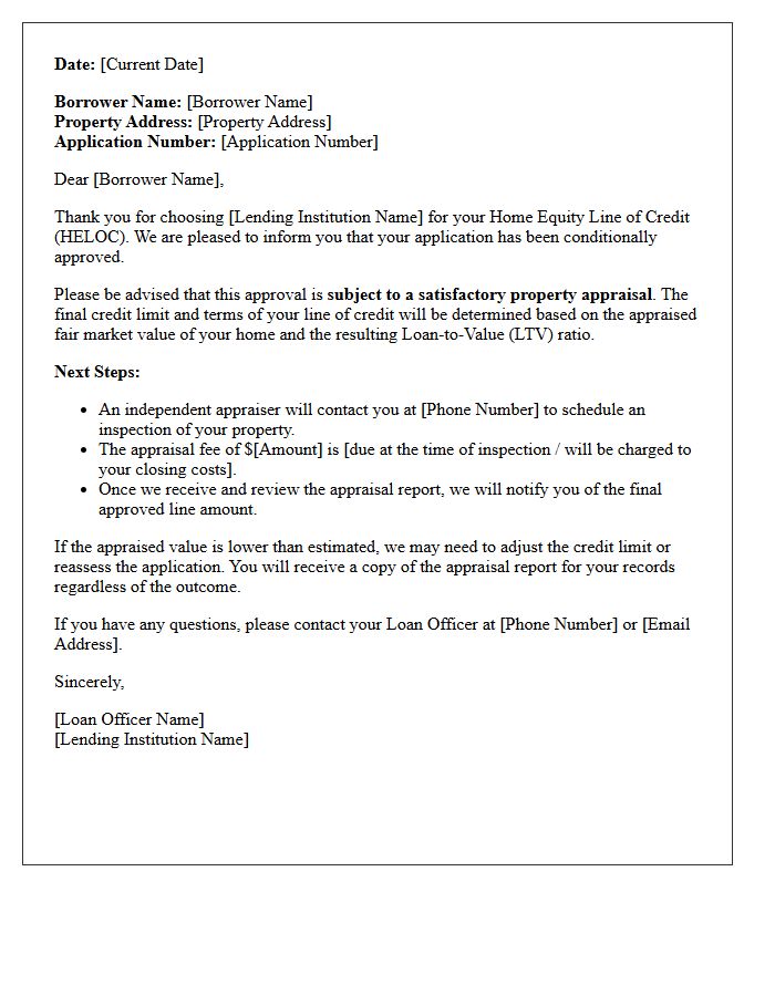 Home Equity Line Of Credit Subject To Appraisal Letter