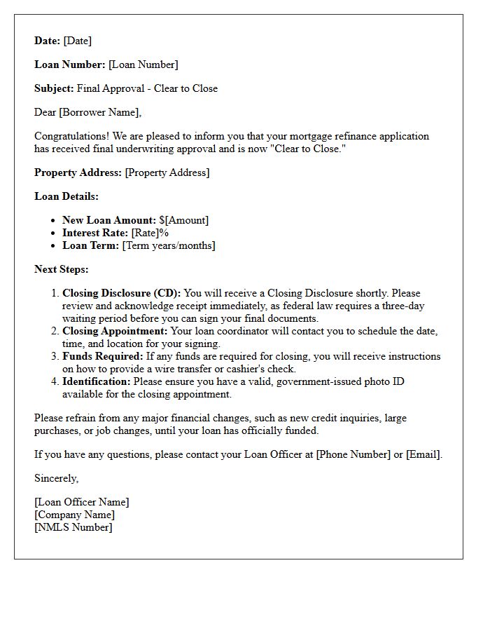Refinance Clear To Close Approval Letter