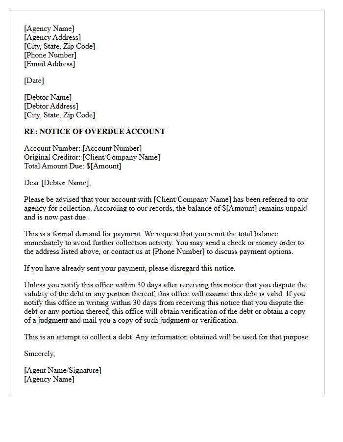 Agency Invoice First Notice Debt Collection Letter