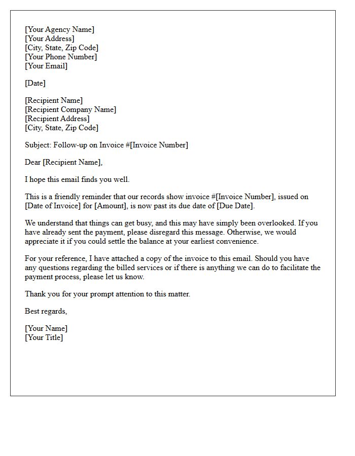 First Follow-Up Letter for Outstanding Agency Invoice