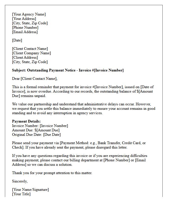 Initial Debt Collection Letter for Overdue Agency Billing