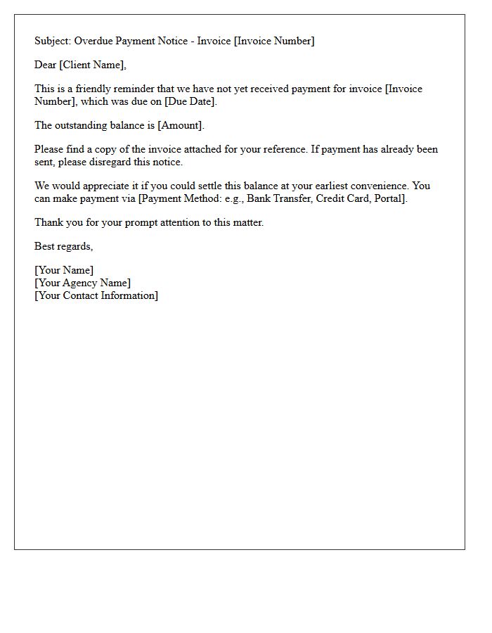 Outstanding Agency Invoice First Request Letter