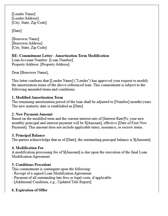 Amortization Term Modification Amended Terms Commitment Letter