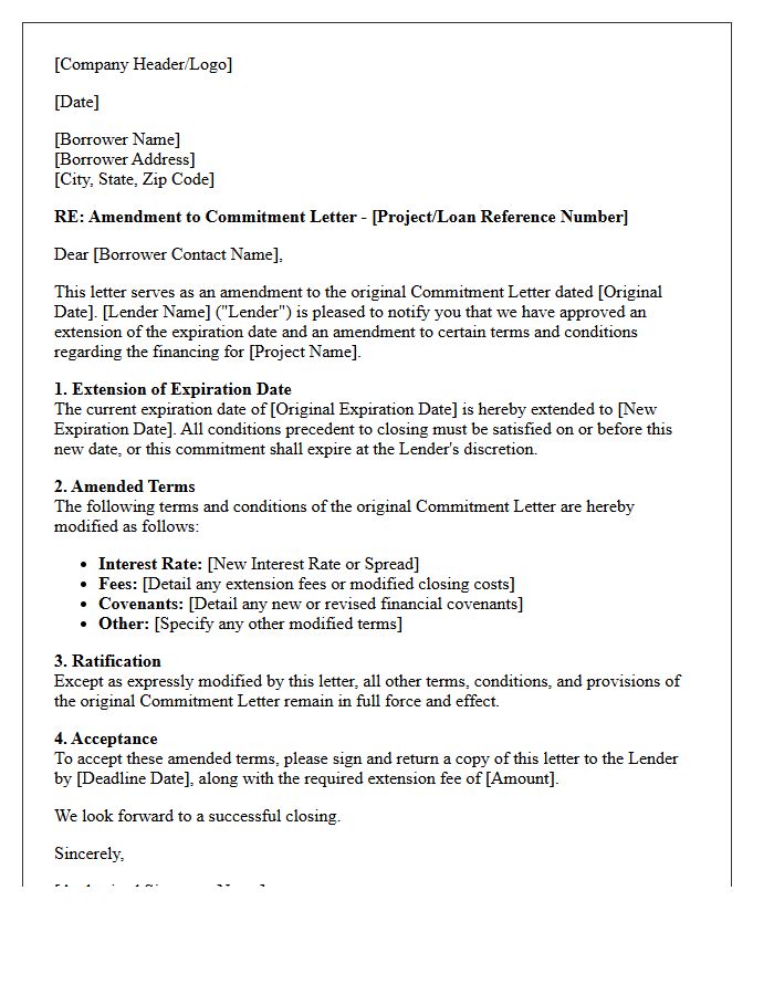 Extended Expiration Date Amended Terms Commitment Letter